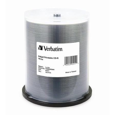 VERBATIM Verbatim 52x CD-R Media - 700MB - Ink Jet Printable - 120mm Standard 95251